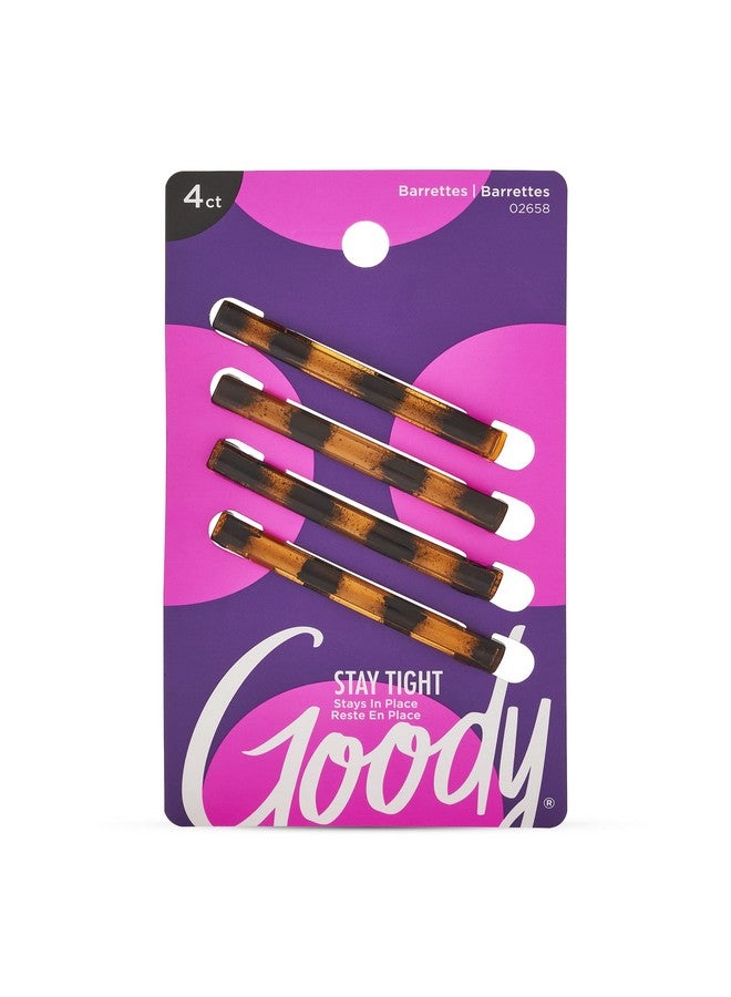 Goody Hair Barrettes Clips - 4 Count, Mock Tort - Slideproof and Lock-In Place - Suitable for All Hair Types - Pain-Free Hair Accessories for Men, Women, Boys, and Girls - All Day Comfort - Image 1
