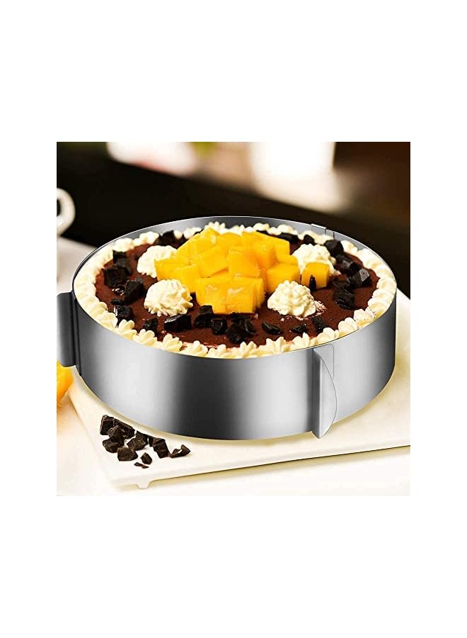 S-TOP 4PCS Cake Baking Tools Set, Cake Collar Clear,Cake Mould Ring Stainless Steel Adjustable 6.5-12 Inch Mousse Cake Baking with Cake Strips Cake Rolls Mousse Cake Acetate Sheet Delicate Stickers - Image 5