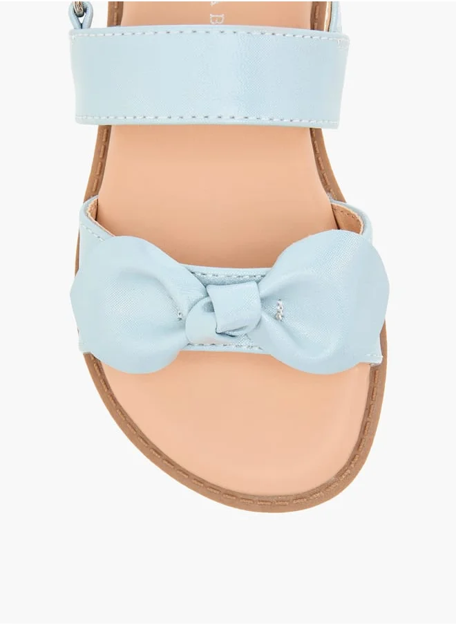 Flora Bella By Shoexpress Girls Bow Applique Sandals With Hook And Loop Closure
