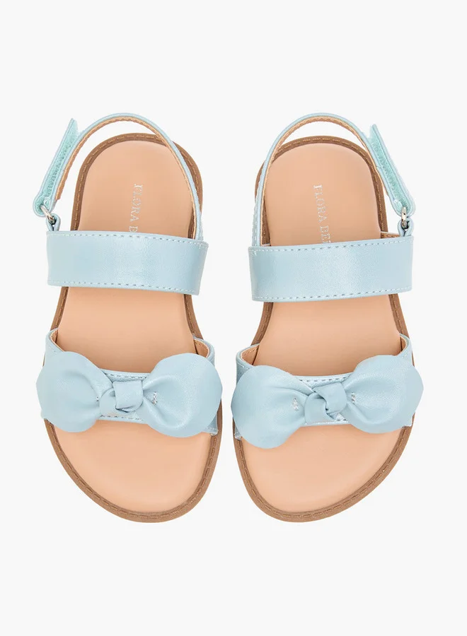 Flora Bella By Shoexpress Flora Bella Bow Applique Sandals With Hook And Loop Closure