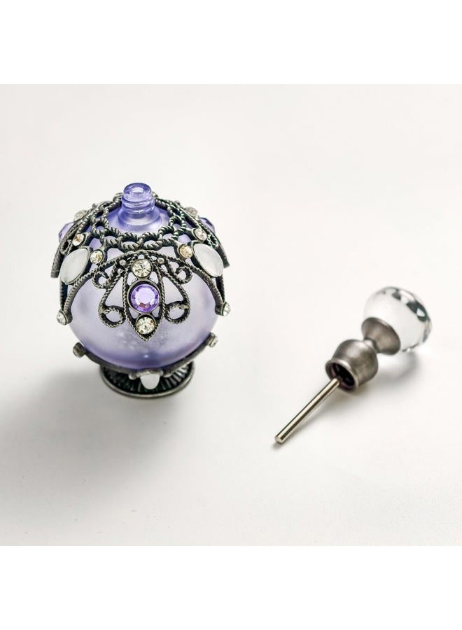 SEVENBEES Vintage Perfume Bottle, Purple Perfume Bottle with Hollow-out Diamond-embellished Pattern, Suitable for Refilling, Travel-sized - Image 5