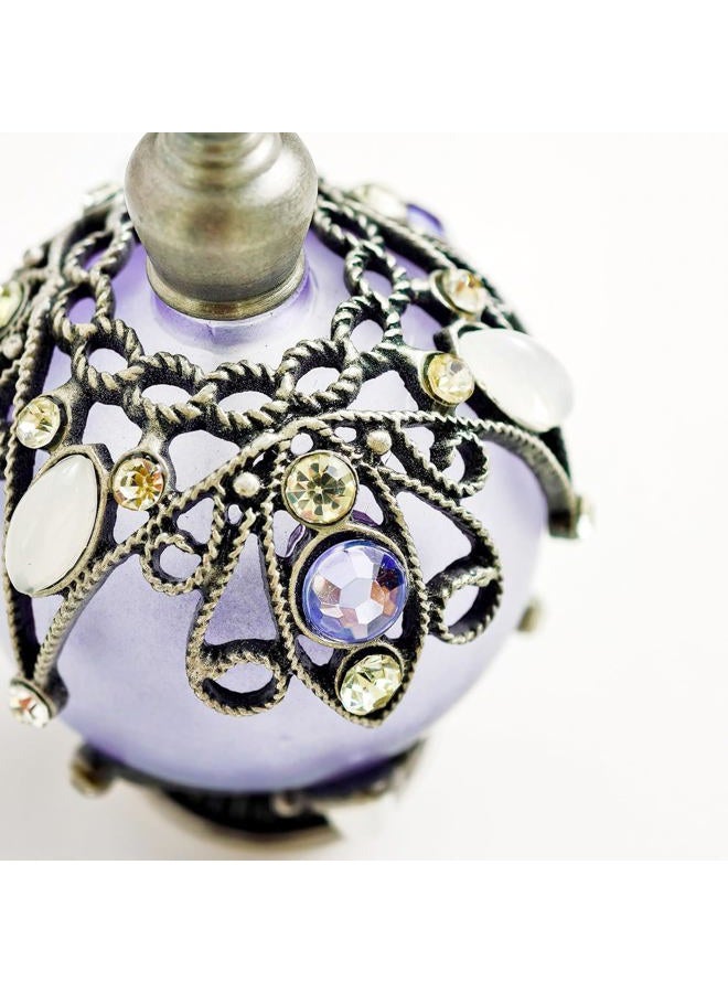 SEVENBEES Vintage Perfume Bottle, Purple Perfume Bottle with Hollow-out Diamond-embellished Pattern, Suitable for Refilling, Travel-sized - Image 4