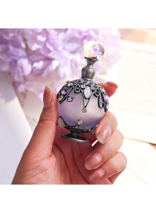 SEVENBEES Vintage Perfume Bottle, Purple Perfume Bottle with Hollow-out Diamond-embellished Pattern, Suitable for Refilling, Travel-sized - Image 2