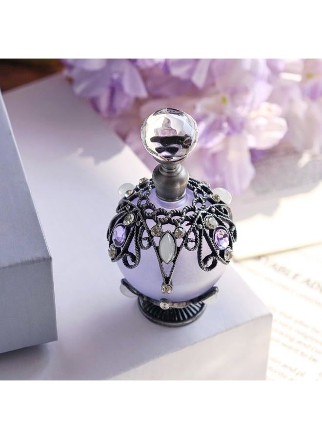 SEVENBEES Vintage Perfume Bottle, Purple Perfume Bottle with Hollow-out Diamond-embellished Pattern, Suitable for Refilling, Travel-sized - Image 3