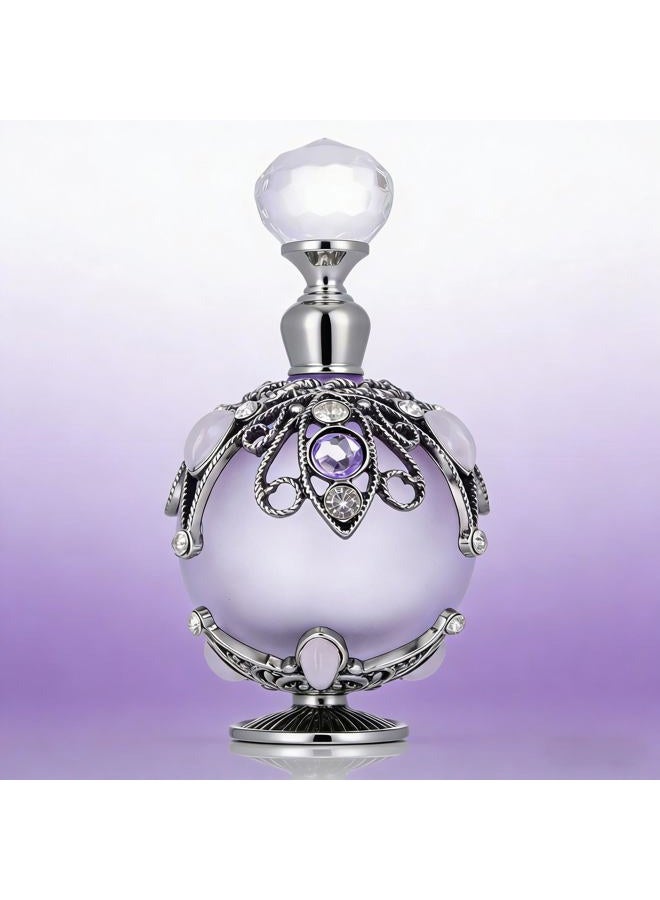 SEVENBEES Vintage Perfume Bottle, Purple Perfume Bottle with Hollow-out Diamond-embellished Pattern, Suitable for Refilling, Travel-sized - Image 1