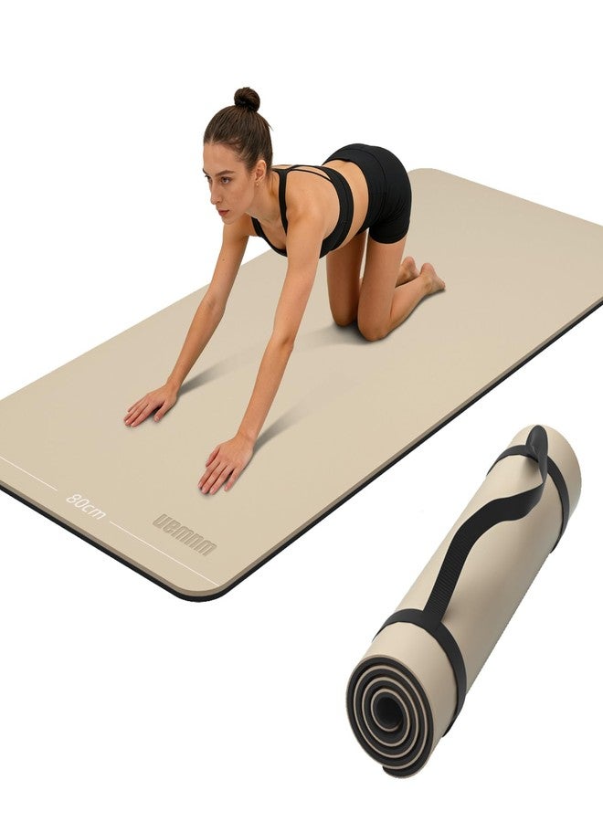 WUWAN Extra Wide Yoga Mat - 32" Non-Slip Thick 1/3 Inch POE Eco-Friendly Exercise Mat with Carrying Strap for Yoga, Pilates, Home Workouts, 72"L x 32"W x 1/3 Inch Thick (Milk coffee) - Image 1