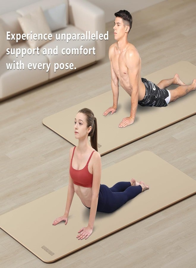 WUWAN Extra Wide Yoga Mat - 32" Non-Slip Thick 1/3 Inch POE Eco-Friendly Exercise Mat with Carrying Strap for Yoga, Pilates, Home Workouts, 72"L x 32"W x 1/3 Inch Thick (Milk coffee) - Image 3