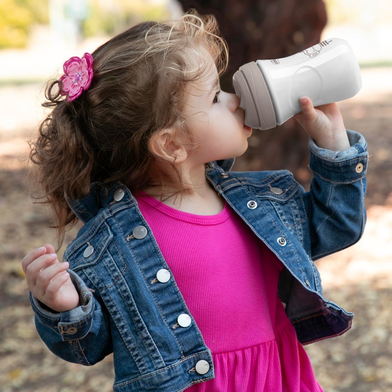 Chicco Sport Spout Sippy Cup 9+ Months, 9oz Toddler Training Cup with Bite-Resistant No-Spill Spout, Easy Grip, BPA-Free, 2-Pack, Coral/Grey - Image 2