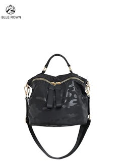 BLLE ROWN Women Durable Nylon Handbag Waterproof Black Camo Casual Lightweight Travel Shopping Shoulder Bag Crossbody Bag  - Image 1