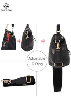 BLLE ROWN Women Durable Nylon Handbag Waterproof Black Camo Casual Lightweight Travel Shopping Shoulder Bag Crossbody Bag  - Image 3