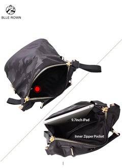 BLLE ROWN Women Durable Nylon Handbag Waterproof Black Camo Casual Lightweight Travel Shopping Shoulder Bag Crossbody Bag  - Image 4