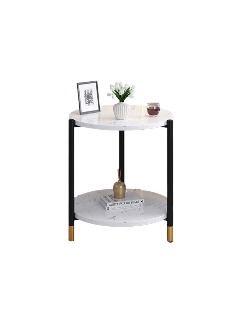 Sharpdo - Light Luxury Living Room Double Layer Small Round Table Coffee Table - Image 1