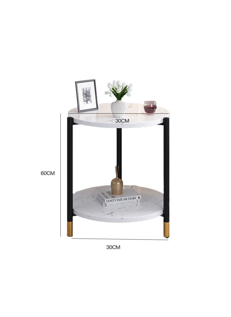 Sharpdo - Light Luxury Living Room Double Layer Small Round Table Coffee Table - Image 1