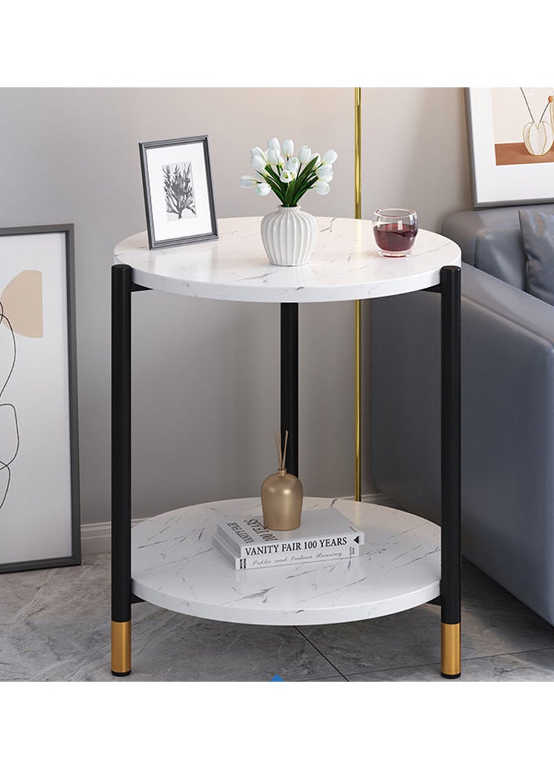 Sharpdo - Light Luxury Living Room Double Layer Small Round Table Coffee Table - Image 1