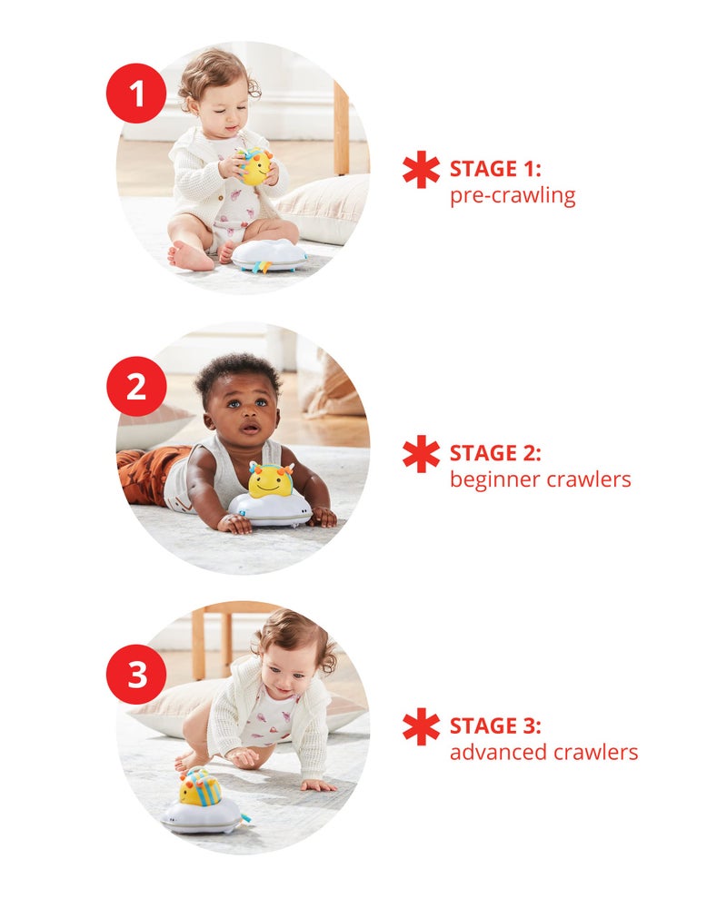 Skip Hop Baby Follow-Me Bee Tummy Time Crawl Toy 3-Stage Infant Sensory Development with Lights Sounds and Music Explore & More Age 5m+ - Image 3