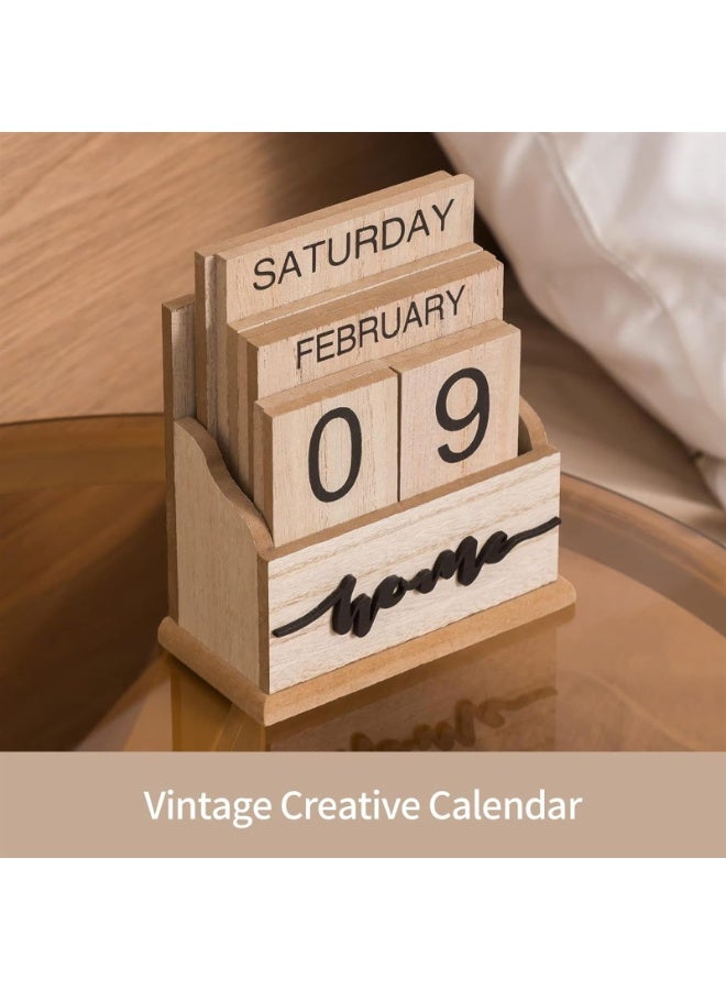 Generic Perpetual Calendar Wooden Blocks Calendar For Home Office Desk Date Week Month Accessories (Natural Wood Calendar) (Color : MU)  - Image 5