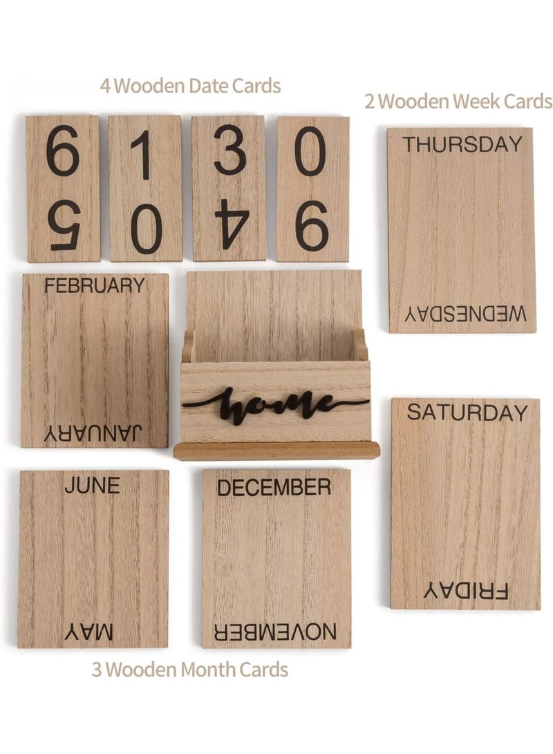 Generic Perpetual Calendar Wooden Blocks Calendar For Home Office Desk Date Week Month Accessories (Natural Wood Calendar) (Color : MU)  - Image 3