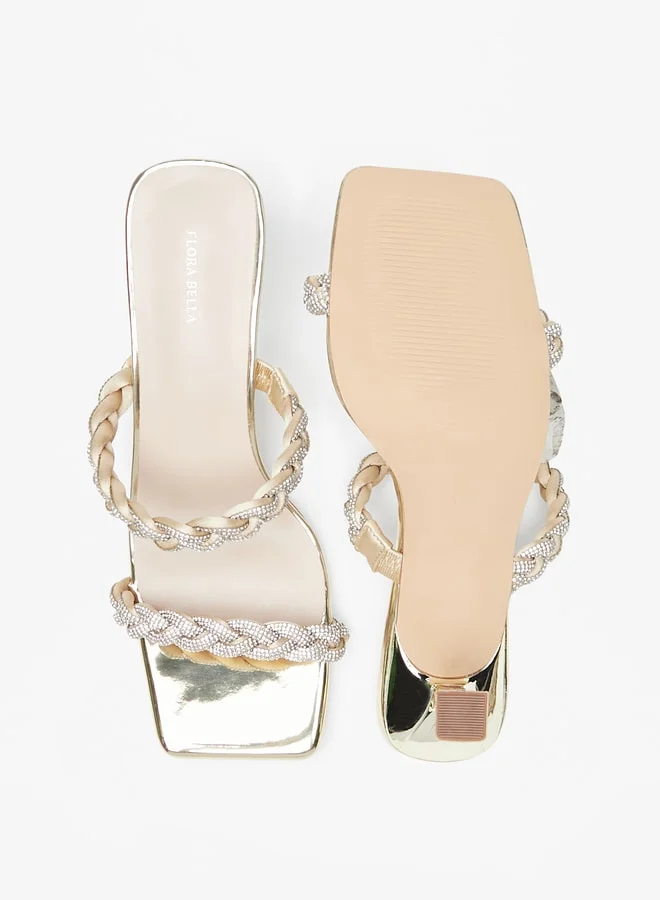 فلورا بيلا من شو إكسبرس Women's Embellished Slip-On Slide Sandals With Stilleto Heels