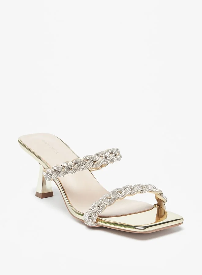 فلورا بيلا من شو إكسبرس Women's Embellished Slip-On Slide Sandals With Stilleto Heels