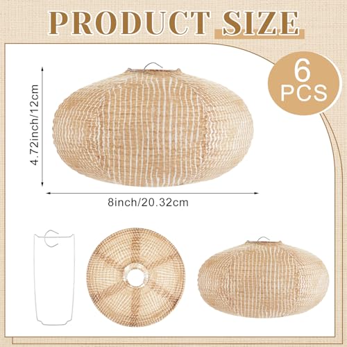 Hortsun 6 Pcs Print Burlap Oval Paper Lanterns 8 Inch Boho Chinese Paper Lanterns Decorative Farmhouse Classroom Decor Home Sweet Classroom Birthday Party Ceremonial Event (8 Inch) - Image 2