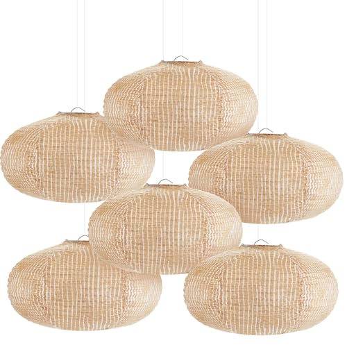 Hortsun 6 Pcs Print Burlap Oval Paper Lanterns 8 Inch Boho Chinese Paper Lanterns Decorative Farmhouse Classroom Decor Home Sweet Classroom Birthday Party Ceremonial Event (8 Inch) - Image 1
