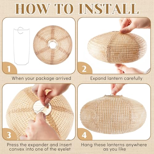 Hortsun 6 Pcs Print Burlap Oval Paper Lanterns 8 Inch Boho Chinese Paper Lanterns Decorative Farmhouse Classroom Decor Home Sweet Classroom Birthday Party Ceremonial Event (8 Inch) - Image 3