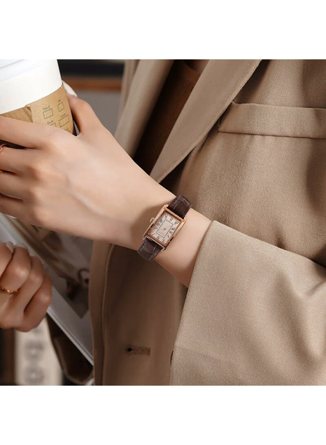 Julius Women's Watch Gift For Girls Leather Strap Waterproof Quartz Watch Collaboration Gift Box Brown Tja-1338c - Image 1