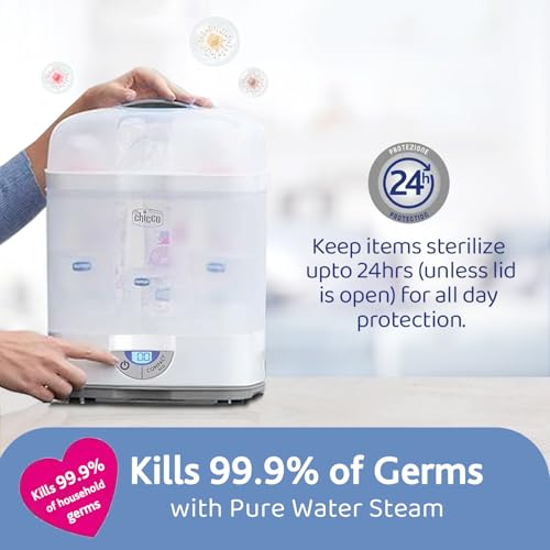 Chicco 3 in1 Steam Sterilizer | Microwave Safe | Sterilizes upto 6 Bottles | Kills 99.9% Of Germs | 24hrs Sterilization in 5 Mins | Auto Switch Off |Portable & Travel Friendly | 2 Years Warranty Cover - Image 5