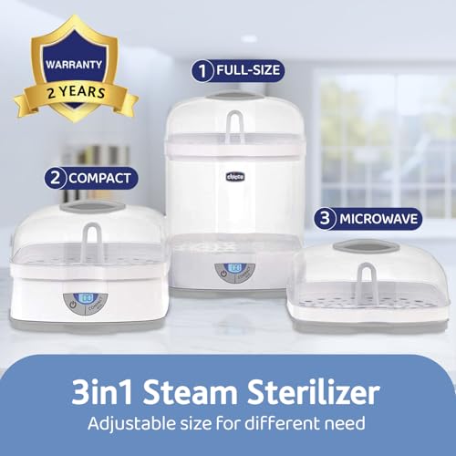 Chicco 3 in1 Steam Sterilizer | Microwave Safe | Sterilizes upto 6 Bottles | Kills 99.9% Of Germs | 24hrs Sterilization in 5 Mins | Auto Switch Off |Portable & Travel Friendly | 2 Years Warranty Cover - Image 3