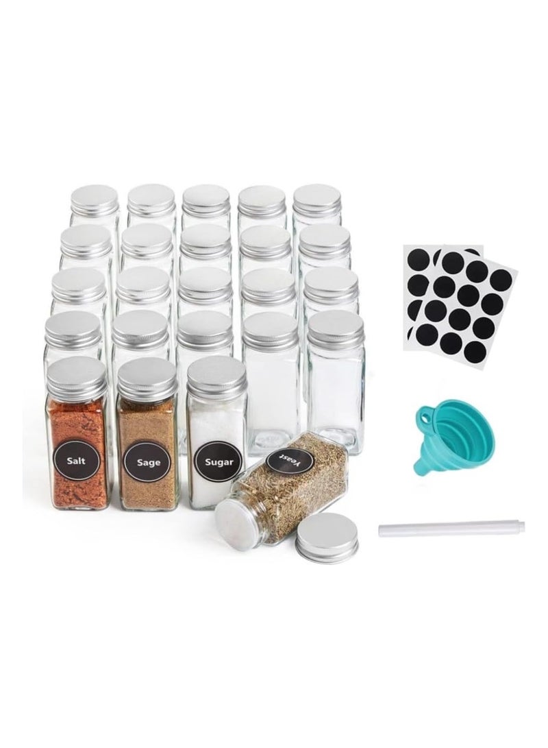 بلومنغ تايم مجموعة مكونة من 24 برطمان توابل بطول 120 مترًا، وزجاجات تخزين توابل لرف البهارات والخزانة والدرج - Image 1