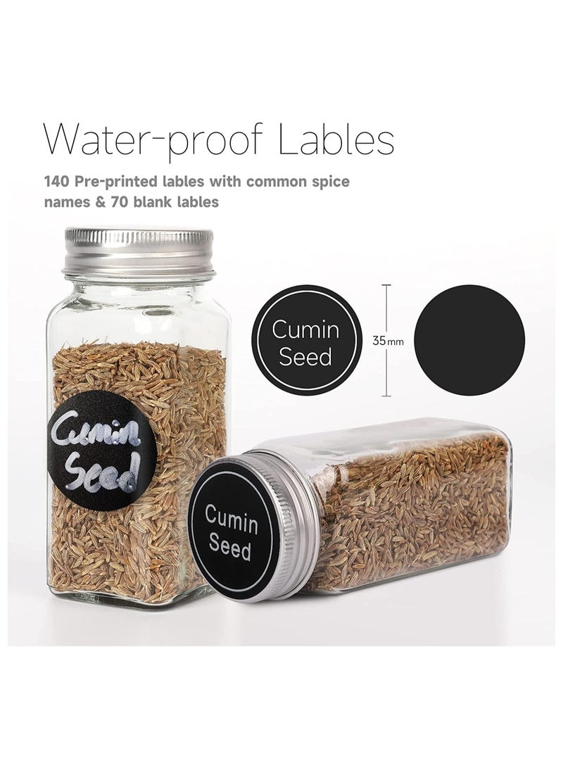 بلومنغ تايم مجموعة مكونة من 24 برطمان توابل بطول 120 مترًا، وزجاجات تخزين توابل لرف البهارات والخزانة والدرج - Image 3