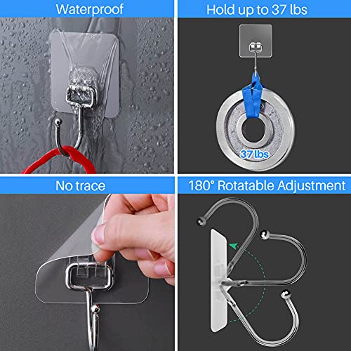 Antimbee All-Purpose Large Adhesive Hooks, 20-Pack Wreath Hangers, Heavy Duty Hooks 37 lb(Max), Adhesive Wall Hanger fit Home, Bathroom, Kitchen, Office and Outdoor - Image 4