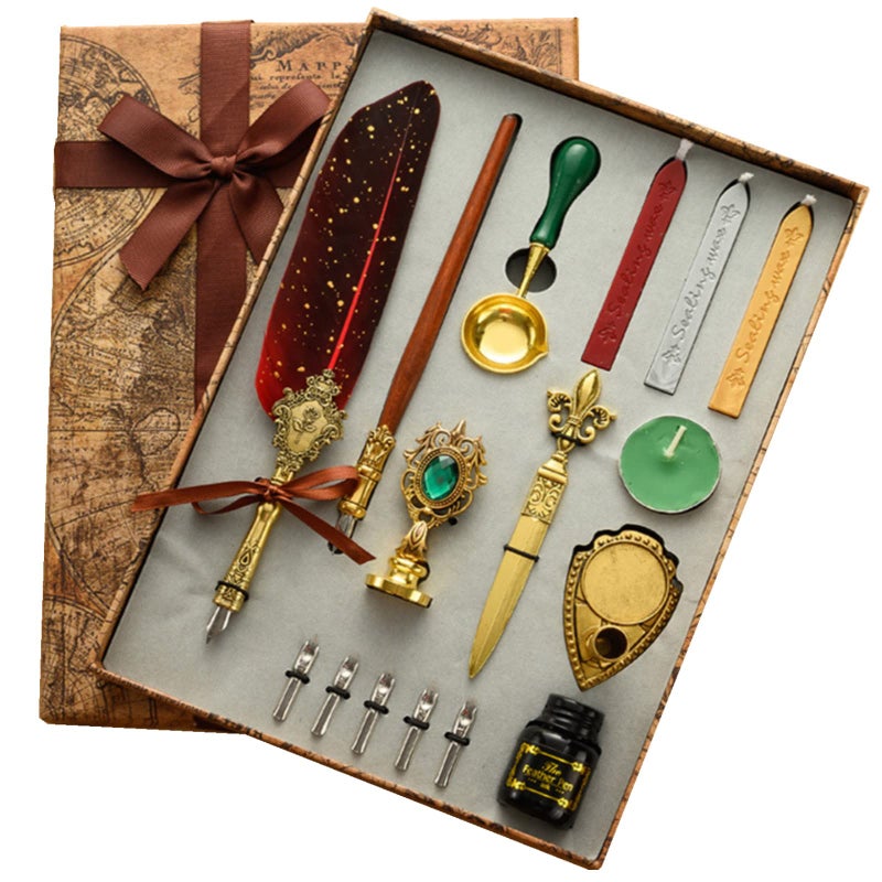 Joyeee Calligraphy Pen Set, with Luxury Vintage Signature Pen, Replacement Nib, Ink, Wax Sticks, Melting Spoon, Dip Pen, Candle, Stamp, Letter Opener, Pen Stand Base Calligraphy Set #81 - Image 1