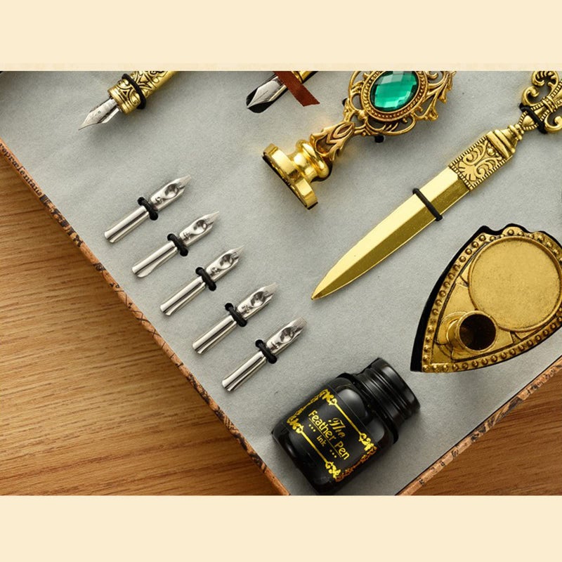 Joyeee Calligraphy Pen Set, with Luxury Vintage Signature Pen, Replacement Nib, Ink, Wax Sticks, Melting Spoon, Dip Pen, Candle, Stamp, Letter Opener, Pen Stand Base Calligraphy Set #81 - Image 2