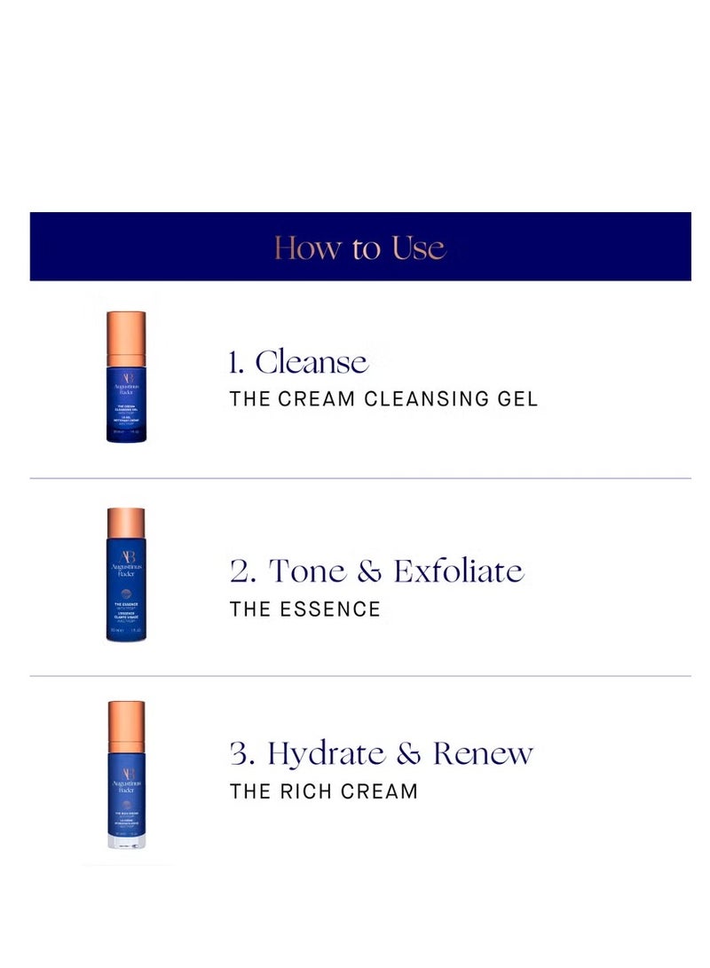 أوجستينوس بادر أوغستينوس بادر نظام تجديد البشرة جل التنظيف الكريمي 30 مل، الجوهر 30 مل، الكريم الغني 30 مل - Image 2