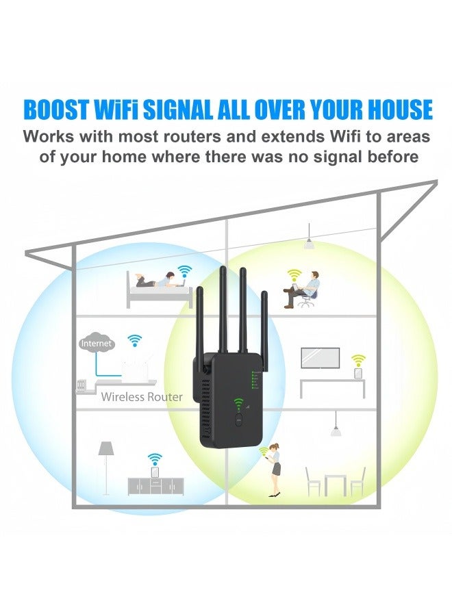 1200Mbps اللاسلكي واي فاي مكرر واي فاي إشارة تعزيز مزدوج النطاق 2.4G 5G واي فاي توسيع 802.11ac جيجابيت واي فاي مضخم WPS الراوتر ، AC1200 - Image 4