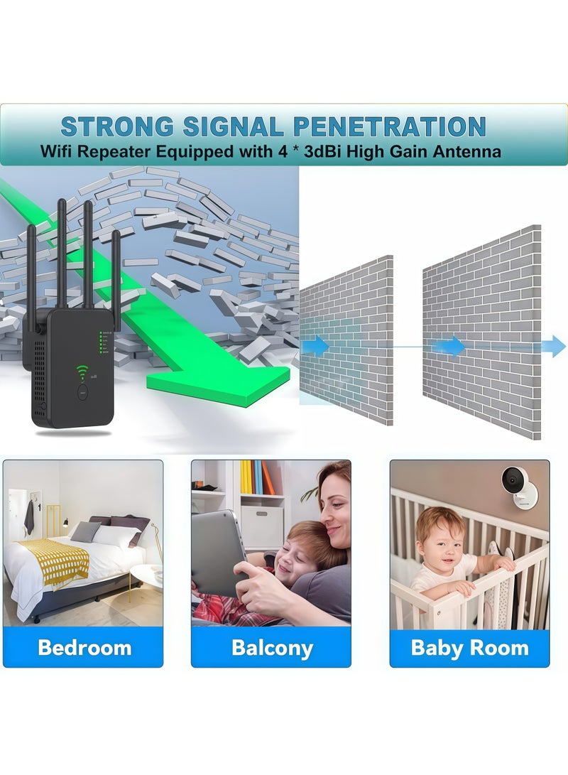 1200Mbps اللاسلكي واي فاي مكرر واي فاي إشارة تعزيز مزدوج النطاق 2.4G 5G واي فاي توسيع 802.11ac جيجابيت واي فاي مضخم WPS الراوتر ، AC1200 - Image 5