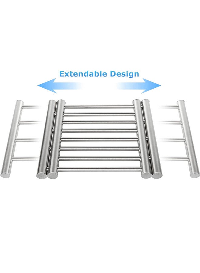 CATANES Stainless Steel Trivet Coaster Hot Pot Placement For Home Kitchen Dining Table For More Than Two Pots, Retractable Pad Insulation Mats Heat-Resistant Placemat Kitchen Gadget 46x4x26 Cm Silver  - Image 5