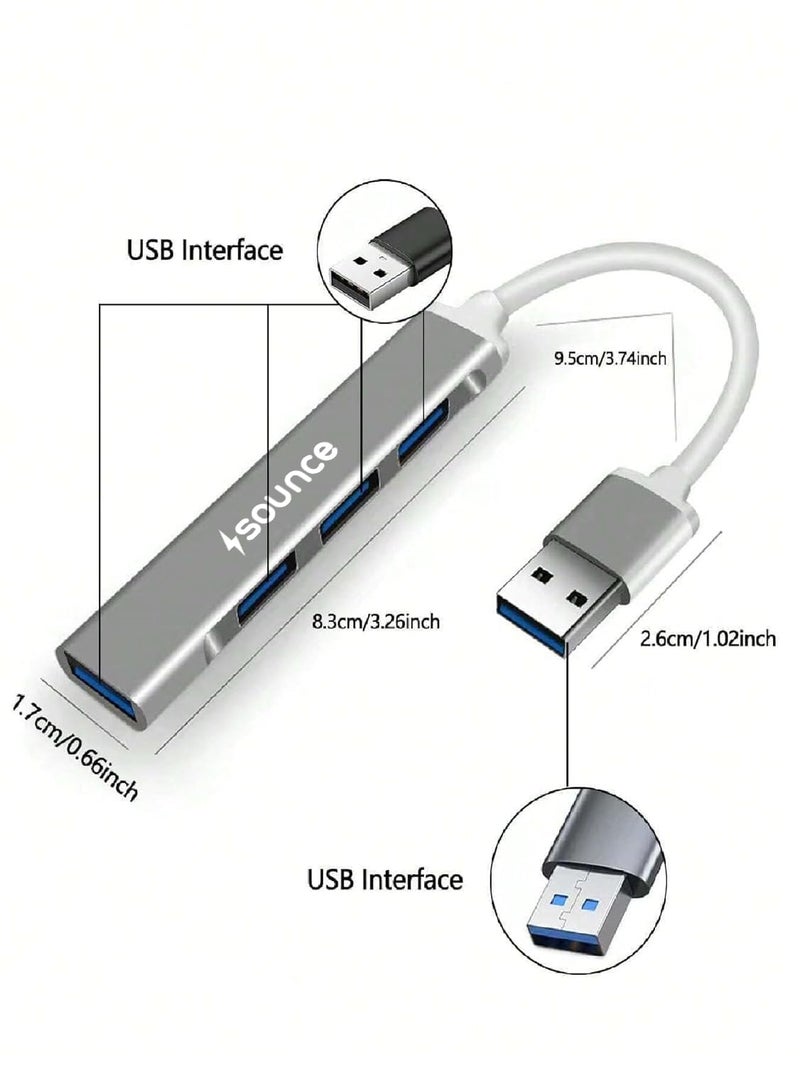 Sounce محور USB 3.0 بأربعة منافذ للكمبيوتر – محور USB عالي السرعة مصنوع من الألمنيوم متوافق مع الكمبيوتر، ماك بوك، ماك برو، ماك ميني، آي ماك، سيرفيس برو، و XPS. - Image 2