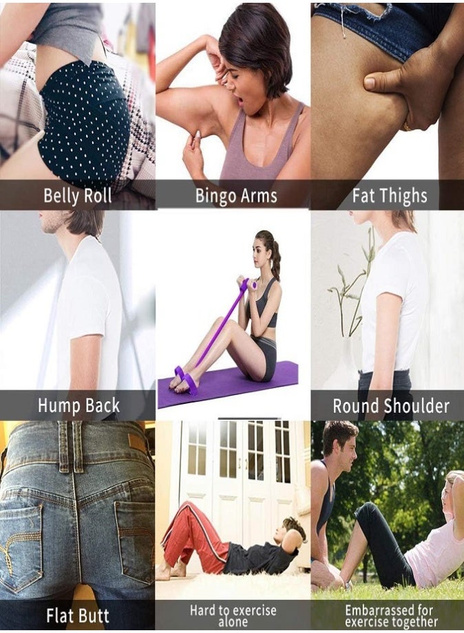 ليفي شريط مقاومة بأربعة أنابيب، حبل سحب للياقة البدنية من اللاتكس لتمرين كامل الجسم، جهاز تمارين البطن والساقين، معدات تمارين رياضية منزلية للبطن والذراعين والخصر والساقين، تدريب على التمدد والتخسيس، لون أرجواني - Image 4