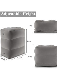Beauenty Portable Inflatable Travel Foot Rest Pillow,Adjustable Three Layers Height Pillow for Airplanes,Cars,Trains,Kids To Sleep on Long Flights,Suitable for Office,Home and Any Travel(Grey)  - Image 2