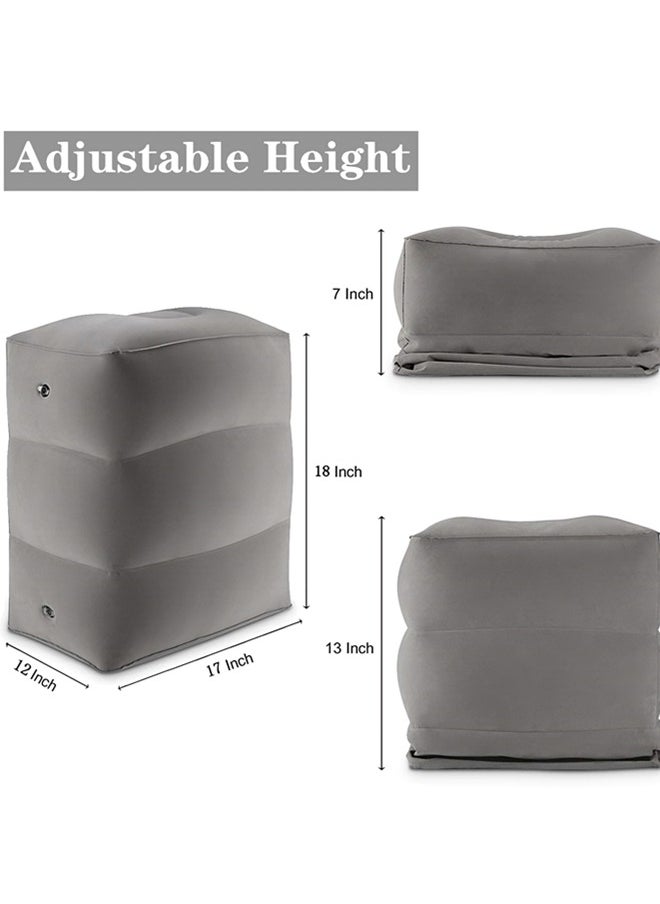 Beauenty - Portable Inflatable Travel Foot Rest Pillow,Adjustable Three Layers Height Pillow for Airplanes,Cars,Trains,Kids To Sleep on Long Flights,Suitable for Office,Home and Any Travel(Grey) - Image 1