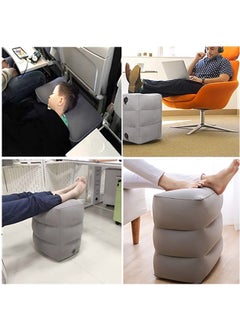 Beauenty Portable Inflatable Travel Foot Rest Pillow,Adjustable Three Layers Height Pillow for Airplanes,Cars,Trains,Kids To Sleep on Long Flights,Suitable for Office,Home and Any Travel(Grey)  - Image 3