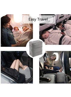 Beauenty Portable Inflatable Travel Foot Rest Pillow,Adjustable Three Layers Height Pillow for Airplanes,Cars,Trains,Kids To Sleep on Long Flights,Suitable for Office,Home and Any Travel(Grey)  - Image 4