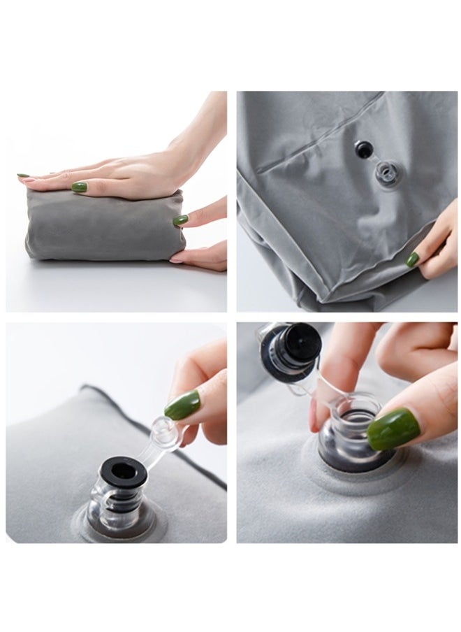 Beauenty - Portable Inflatable Travel Foot Rest Pillow,Adjustable Three Layers Height Pillow for Airplanes,Cars,Trains,Kids To Sleep on Long Flights,Suitable for Office,Home and Any Travel(Grey) - Image 1