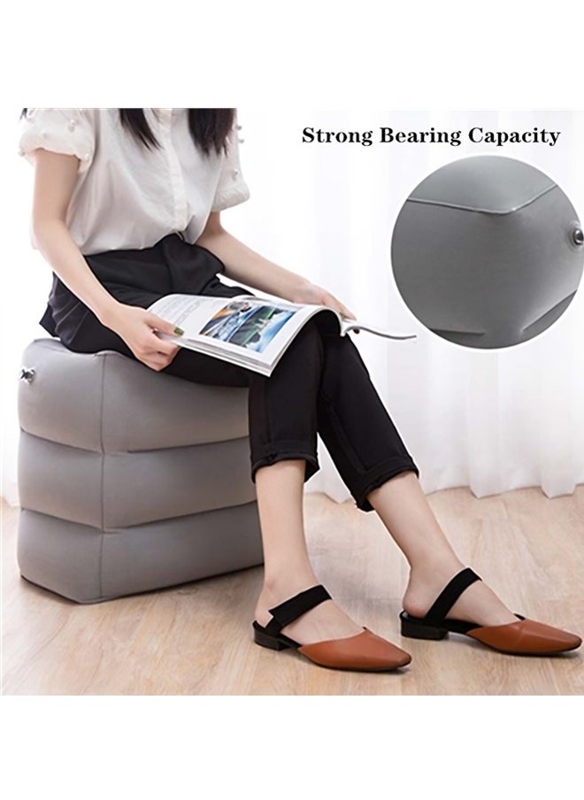 Beauenty - Portable Inflatable Travel Foot Rest Pillow,Adjustable Three Layers Height Pillow for Airplanes,Cars,Trains,Kids To Sleep on Long Flights,Suitable for Office,Home and Any Travel(Grey) - Image 1