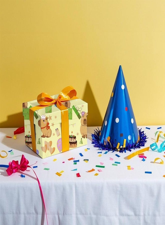 Geluode Capybara Wrapping Paper For Kids Girls Boys, Cute Capybaras With Birthday Hat and Balloon Wrapping Paper - 4 Sheets Folded Flat 20x28 Inches Gift Wrap for Birthday Holiday - Image 5