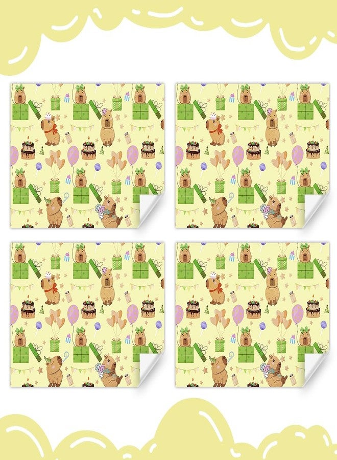 Geluode Capybara Wrapping Paper For Kids Girls Boys, Cute Capybaras With Birthday Hat and Balloon Wrapping Paper - 4 Sheets Folded Flat 20x28 Inches Gift Wrap for Birthday Holiday - Image 3