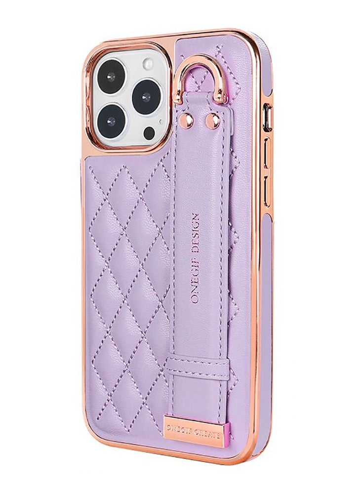 Color Fans Case for iPhone 14 Pro Max, Premium PU Leather Phone Case with Kickstand, Luxury Gold Plating Edge Hand Finger Strap Cute Holder Gift for Women Girls Soft Thin Protective Cover,6.7 inch - Image 1