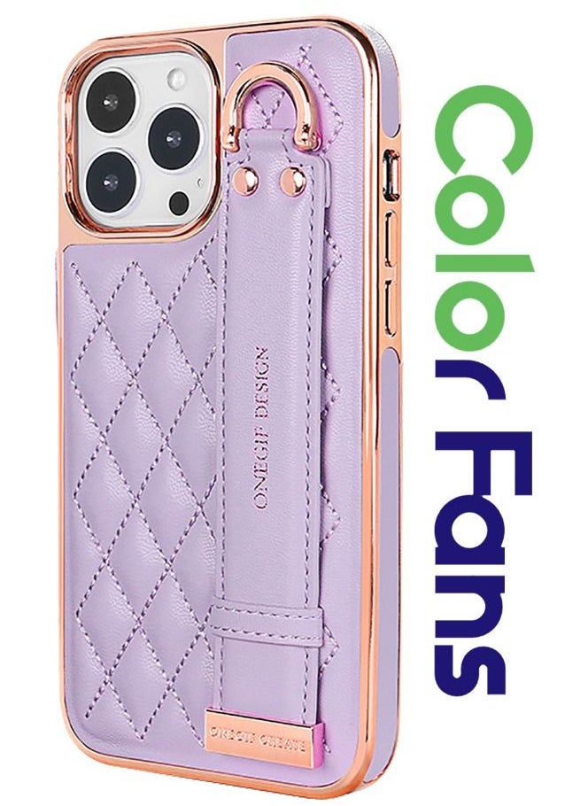 Color Fans - Case for iPhone 14 Pro Max, Premium PU Leather Phone Case with Kickstand, Luxury Gold Plating Edge Hand Finger Strap Cute Holder Gift for Women Girls Soft Thin Protective Cover,6.7 inch - Image 1